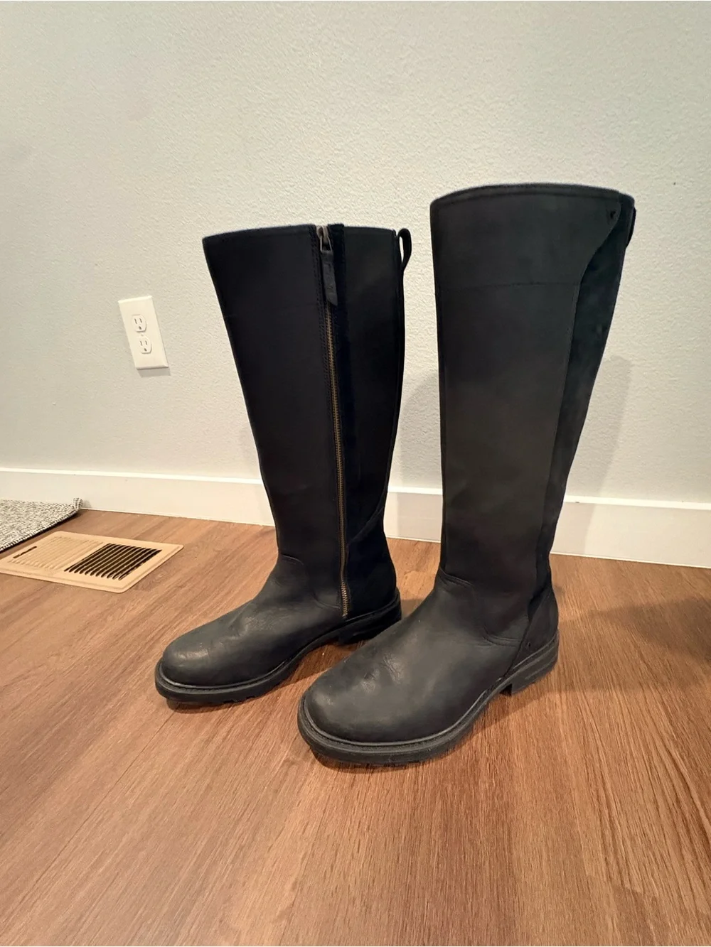 Teca Tall Black Leather Knee-High Boots